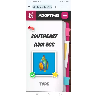 SOUTHEAST ASIA 2X EGG ADOPT ME 