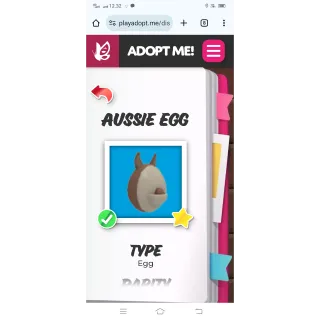 AUSSIE EGG 2 X ADOPT ME 