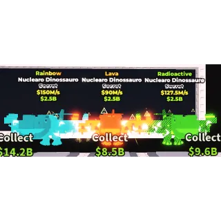 NUCLEARO DINOSSAURO RAINBOW + NUCLEARO DINOSSAURO RADIOACTIVO + NUCLEARO DINOSSAURO LAVA