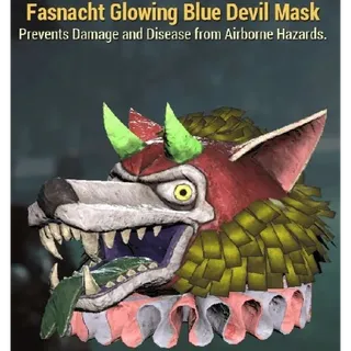 glowing blue devil mask