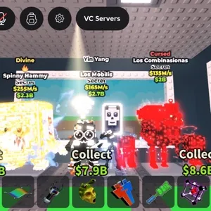 3x Bundle, cursed Los combos 135M/sec, ying yang Los mobils 165M/sec, divine spinny hammy 255M/sec