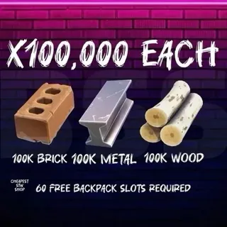 100K Each Wood Metal Brick