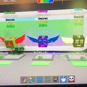 Steal the Brainrot I 3x Secret Lucky Rots Zombi, Galaxy, Neon I Fortnite