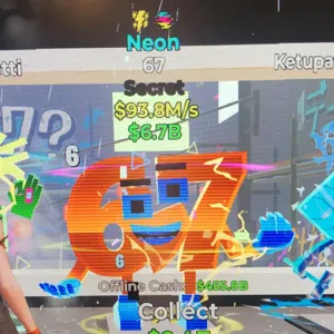 Steal the Brainrot I 67 Neon Lightning + Glitch Trait Bonus 96.7M/sec Version Rare I Fortnite