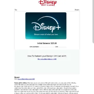 $25 Disney Gift Card