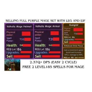 DQR HIGH POT MAGE VALHALLA PURPLE SET WITH EIF AND LEGENDARY