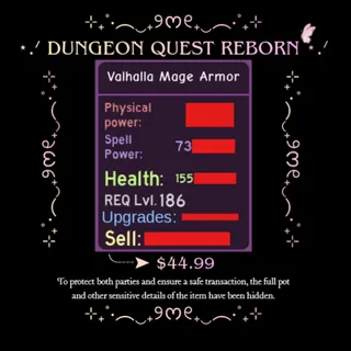 Dungeon Quest Reborn I High Pot Purple Valhalla Mage Armor I CHEAP I Fast Delivery