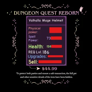 Dungeon Quest Reborn I High Pot Purple Valhalla Mage Helmet I CHEAP I Fast Delivery