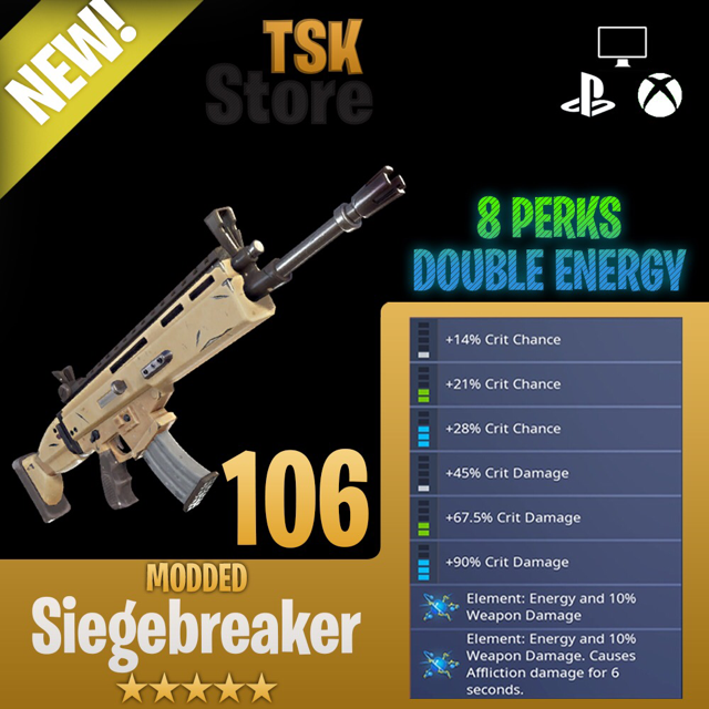 siegebreaker 106 8 perk doubleenergy - siegebreaker fortnite best perks
