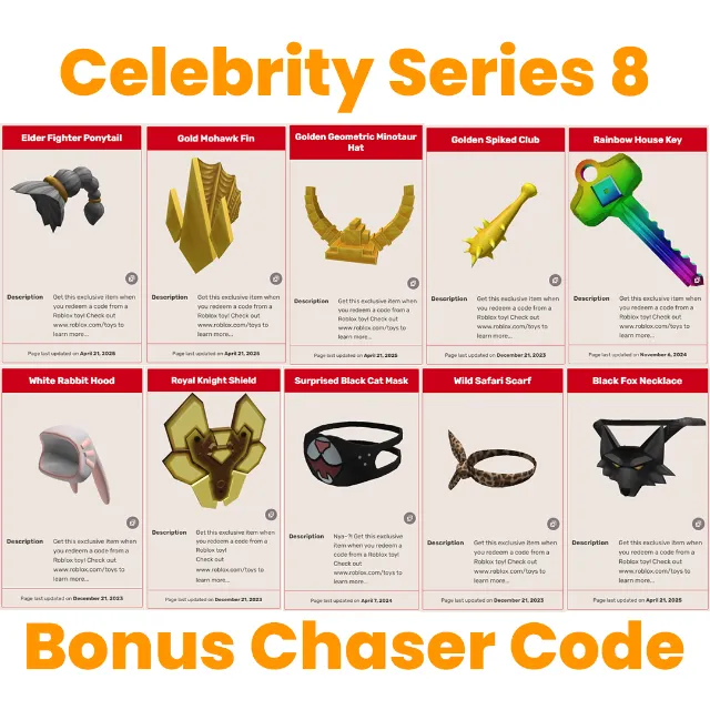 Celebrity Series 8 Bonus Chaser Toy Code - Roblox Game - Gameflip