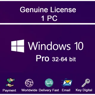 Genuine Windows 10 Pro Product Key For Activation 32 and 64 bit Download For 1PC