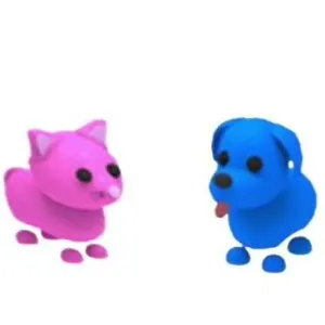 R blue dog and pink cat