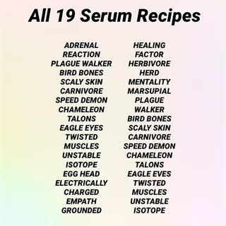 All 19 serum recipes