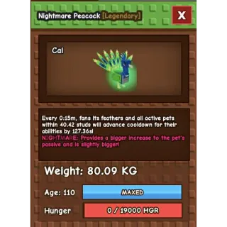 NIGHTMARE PEACOCK (80.09KG) (15SEC)