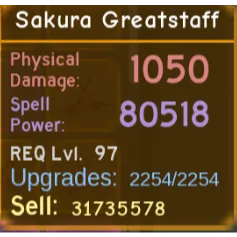 Sakura greatstaff Max - Legendary Weapon - Dungeon Quest Reborn