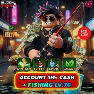 BlockSpin Account 1.1M-1.5M Cash + Fishing lv.70+ Farmig lv.50 (Unverified phone & Email)