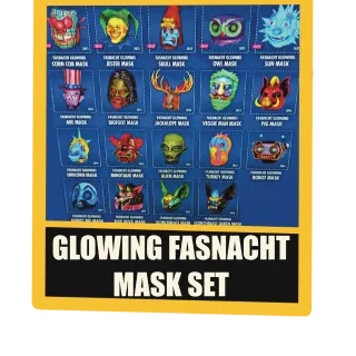 Full set of all 19 Fasnacht Glowing Masks
