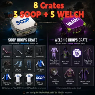 8 CRATE |  3 SOOP DROPS CRATE + 5 WELCH'S DROPS CRATE | PUBG: BATTLEGROUNDS