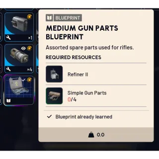 Medium Gun Parts Blueprint