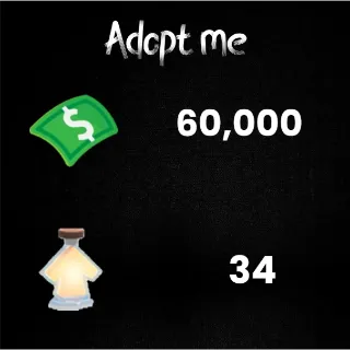 60k bucks / 34+ Age-up potions  - Adopt me 