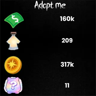 317k compass coin / 160k Bucks / 209 age-up potions -11x Random pets -Adopt Me! 