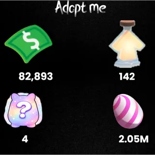 82k Bucks  / 142 age-up potions/ candy egg 2.05 - 4x Random pets -Adopt Me! 
