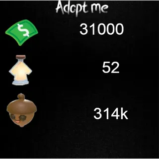 💰 Adopt Me |31K Bucks + 314K Acorns +52 Age-Up Potions +1x Random Pets | Instant Delivery ⚡9