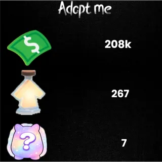 208k Bucks  / 267 age-up potions -7x Random pets -Adopt Me! 