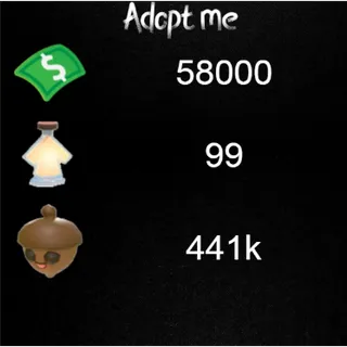 💰 Adopt Me |58K Bucks +441K Acorns +99 Age-Up Potions +2x Random Pets | Instant Delivery ⚡9