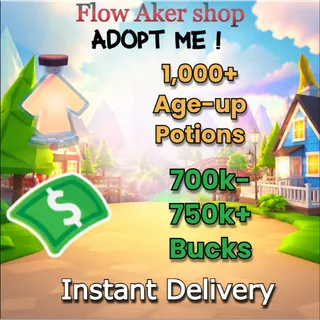 Adopt Me | 1,000+ Age-Up Potions + 700K-750K Bucks | Instant Delivery |