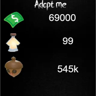 💰 Adopt Me |69K Bucks + 545K Acorns +99 Age-Up Potions +2x Random Pets | Instant Delivery ⚡9