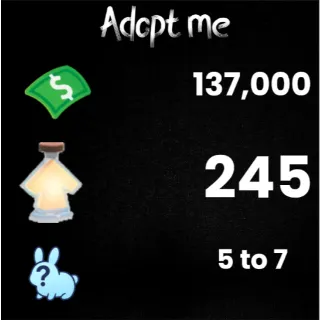 137K bucks / 245+ Age-up potions / 5 to 7 free pets  - Adopt me 