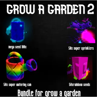 🌱 Grow a Garden 2  Farming Bundle | 50x Rainbow Seeds + 100x Mega Seeds + 50x Super Sprinklers + 50x Super Watering Cans ⚡