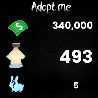 340k Bucks / 493 age-up potions/ 6 Random pets Adopt Me! Game Account