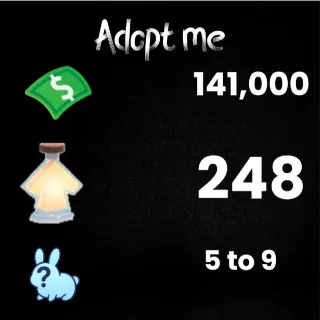 141K bucks / 248+ Age-up potions / 5 to 9 free pets  - Adopt me 