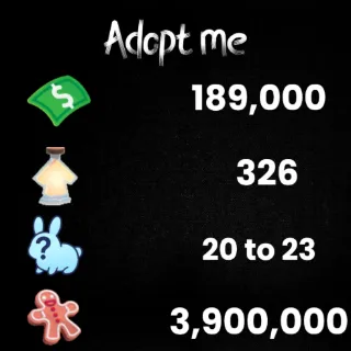 189K bucks / 326+ Age-up potions / 20 to 22 free pets / 3.90 M Gingerbread - Adopt me 