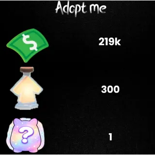 219k Bucks  / 300 age-up potions  - 1x Random pets -Adopt Me! 