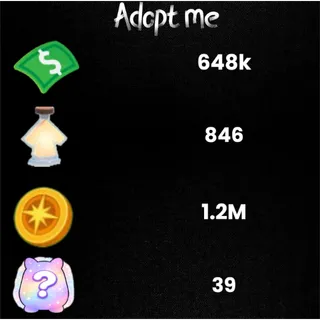 1.2M compass coin / 648k Bucks / 846 age-up potions -39x Random pets -Adopt Me! 