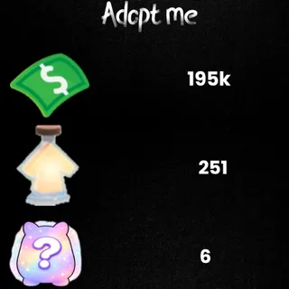 195k Bucks  / 251 age-up potions -6x Random pets -Adopt Me! 