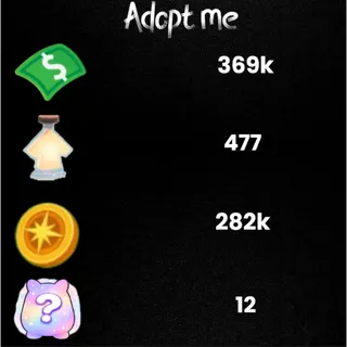 282k compass coin / 369k Bucks / 477 age-up potions -12x Random pets -Adopt Me! 