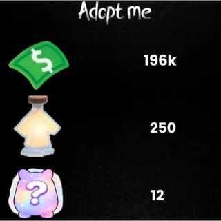 196k Bucks  / 250 age-up potions -12x Random pets -Adopt Me! 