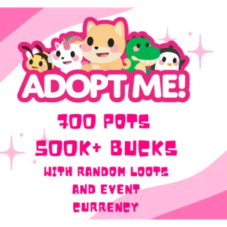 500K+ BUCKS, 700 AGE UP POTIONS, RANDOM EVENT CURRENY AND RANDOM LOOT (GUMBALL CATERPILLAR, ADMIN ABUSE EGG) - ADOPT ME