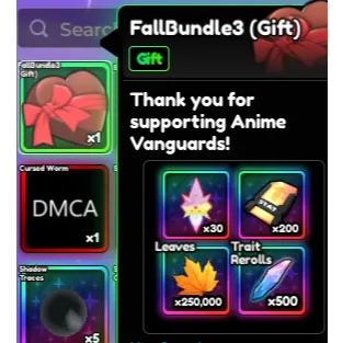 2X FALL BUNDLE 3 (GIFT) ANIME VANGUARDS