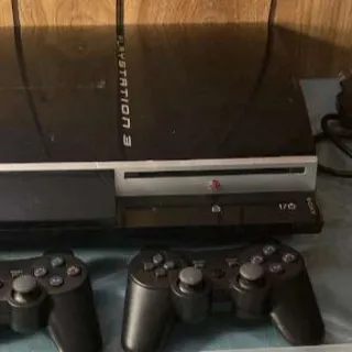 Sony PlayStation 3 CECHL01 Black Console with 2 - Wireless Charging Controllers & Cables.