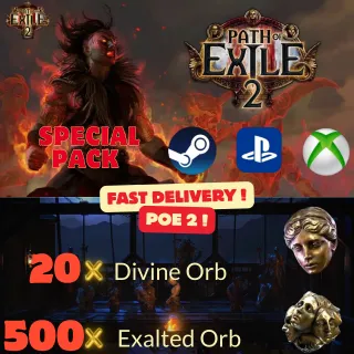 POE 2 Currency Special Pack : x20 Divine Orb+x500 Exalted Orb | Fast Delivery!