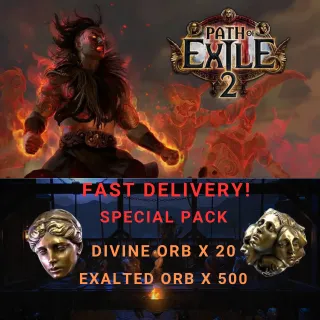 POE 2 Currency Special Pack : x20 Divine Orb + x500 Exalted Orb | Fast Delivery!