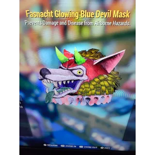 Glowing blue devil mask