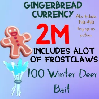 2 MILLION GINGERBREAD ADOPT ME CHRISTMAS EVENT 300-500 TINY AGE-UP POTION 100+ WINTER DEER BAIT FREE FROSTCLAWS