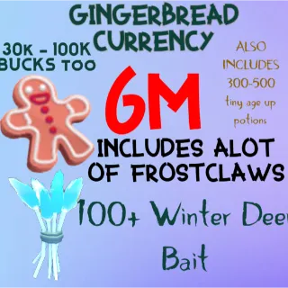 6 MILLION GINGERBREAD ADOPT ME CHRISTMAS EVENT 300-500 TINY AGE-UP POTION 150+ WINTER DEER BAIT FREE FROSTCLAWS 30K-100k BUCKS