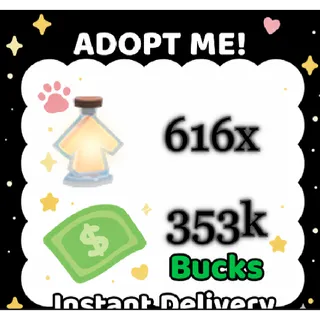 353k BUCKS AND 616x AGE UP POTIONS - ADOPT ME